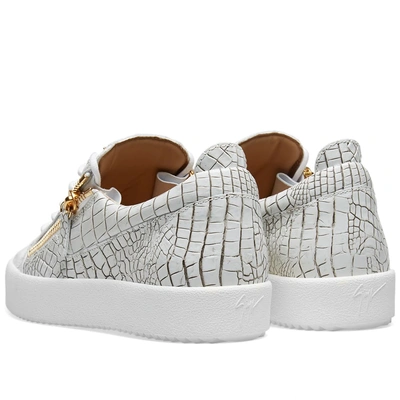 Shop Giuseppe Zanotti Double Zip Low Croc Sneaker In White