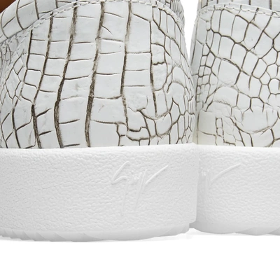 Shop Giuseppe Zanotti Double Zip Low Croc Sneaker In White