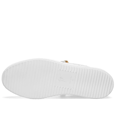 Shop Giuseppe Zanotti Double Zip Low Croc Sneaker In White
