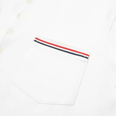 Shop Thom Browne Stripe Pocket Jersey Polo In White