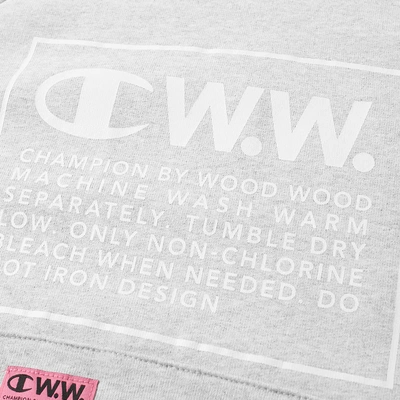 Shop Champion X Wood Wood Box Logo Popover Hoody In Grey