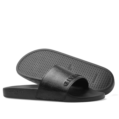 Shop Givenchy Rubber Logo Slide In Black