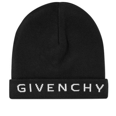 Shop Givenchy Text Logo Beanie In Black