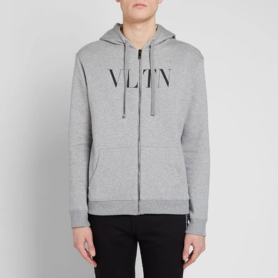 Shop Valentino Vltn Zip Hoody In Grey