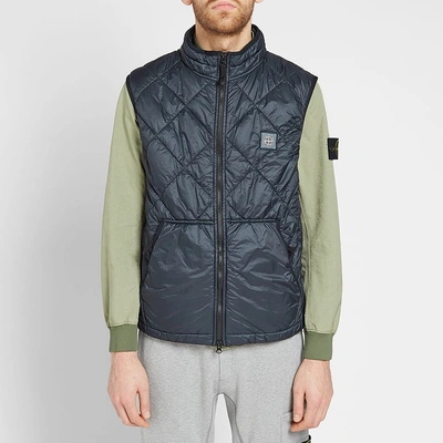 Shop Stone Island Garment Dyed Quilted Gilet In Blue