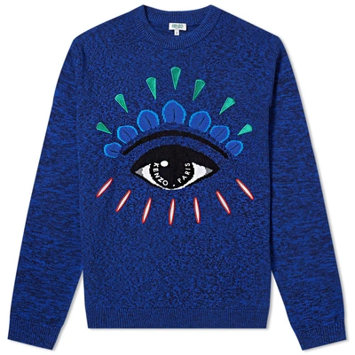 Shop Kenzo Eye Crew Knit In Blue