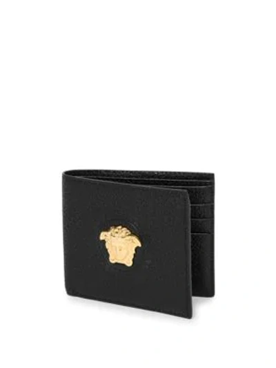 Shop Versace Medusa Leather Wallet In Nero Oro Caldo