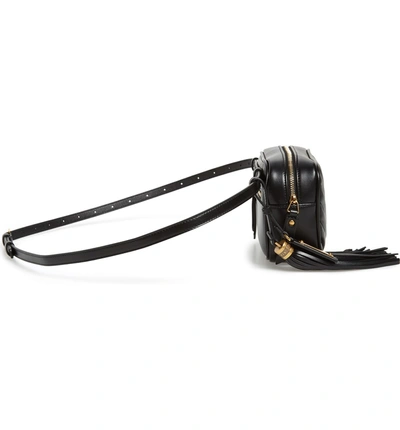 Shop Saint Laurent Lou Quilted Leather Belt Bag With Tassel - Black In Noir