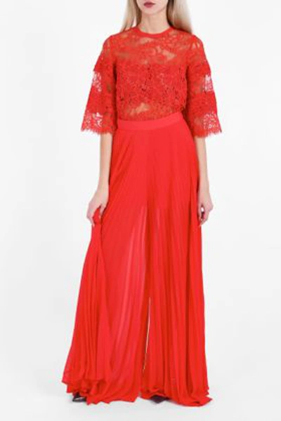 Shop Elie Saab Pleated Culottes In *red