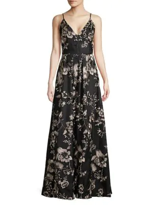 calvin klein floral embroidered gown