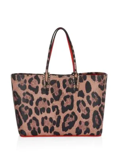 Shop Christian Louboutin Cabata Leopard-print Leather Tote In Brown