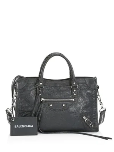 Shop Balenciaga Small Classic City Leather Satchel In Grey