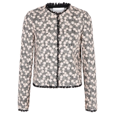 Shop Giambattista Valli Floral-appliquéd Tweed Jacket In Black