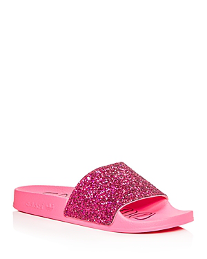 adidas pink glitter slides