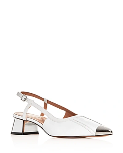 Shop Marni Women's Slingback Block-heel Sandals In Lily/white