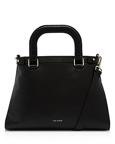 Shop Ted Baker Daiisyy Wrap Large Leather Tote In Black