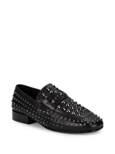 Shop Ash Enigma Studded Leather Loafers In Black
