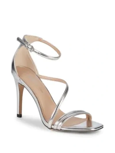 Shop Bcbgeneration Isabel Metallic Stiletto-heel Sandals In Silver