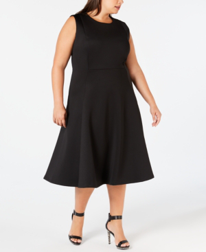 plus size black fit and flare dress
