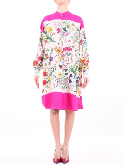 Shop Gucci Floral Dress In Multicolor