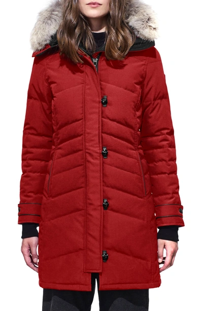 Shop Canada Goose Lorette Hooded Down Parka With Genuine Coyote Fur Trim In Redwood