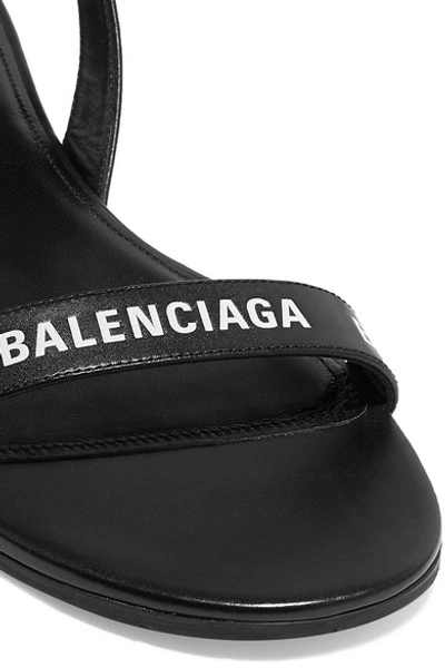 Shop Balenciaga Logo-print Leather Sandals In Black