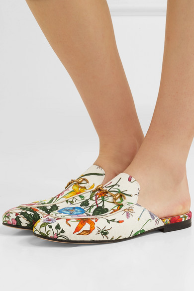 gucci princetown loafer in tian garden print