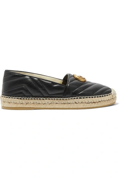 Shop Gucci Logo-embellished Quilted Leather Espadrilles In Black