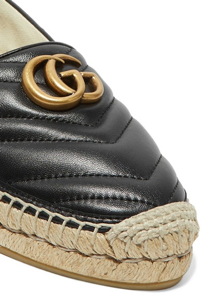 Shop Gucci Logo-embellished Quilted Leather Espadrilles In Black