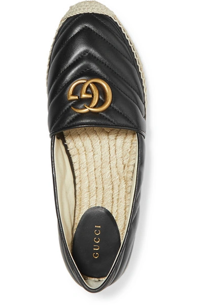 Shop Gucci Logo-embellished Quilted Leather Espadrilles In Black