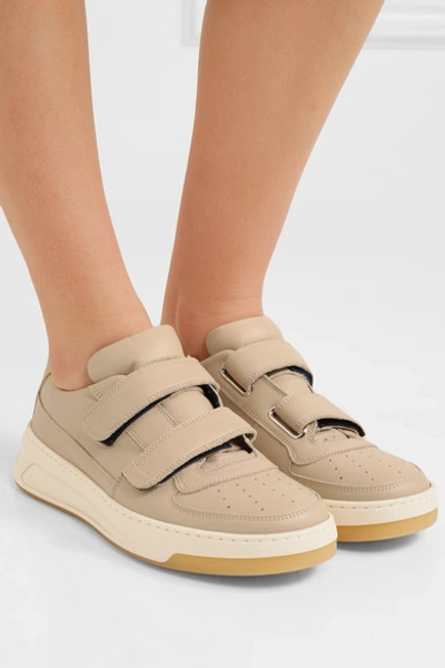 Shop Acne Studios Steffey Leather Sneakers In Beige