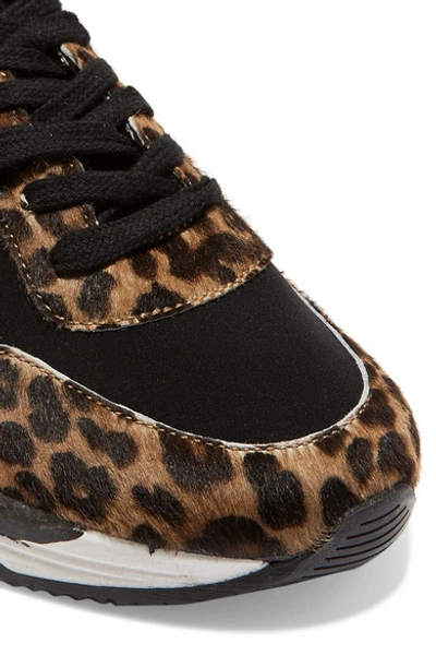 Shop Golden Goose Running Sole Distressed Leopard-print Calf Hair And Neoprene Sneakers In Leopard Print