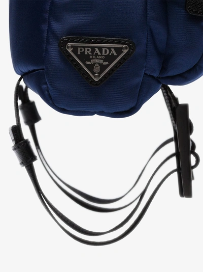 Shop Prada Saffiano Leather And Fabric Shoulder Bag In Blue