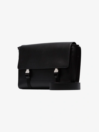 Shop Prada Schultertasche Aus Saffiano-leder In Black