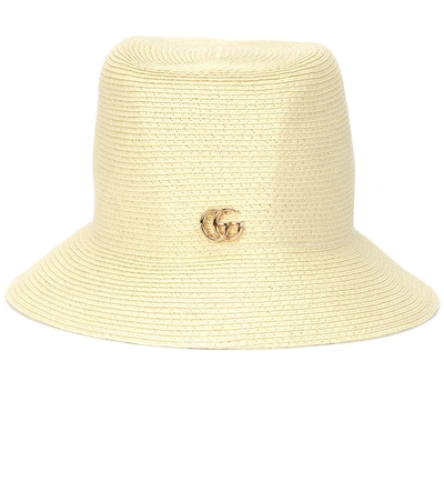 Shop Gucci Straw Hat In Beige