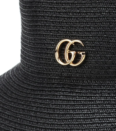 Shop Gucci Straw Hat In Black