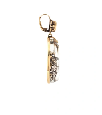 Shop Alexander Mcqueen Crystal Beetle Earrings In Gold