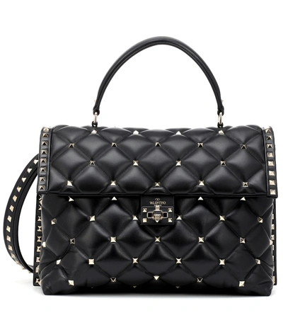 Shop Valentino Candystud Large Shoulder Bag In Black