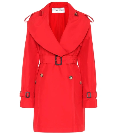 Shop Valentino Cotton And Silk Trench Coat In Red