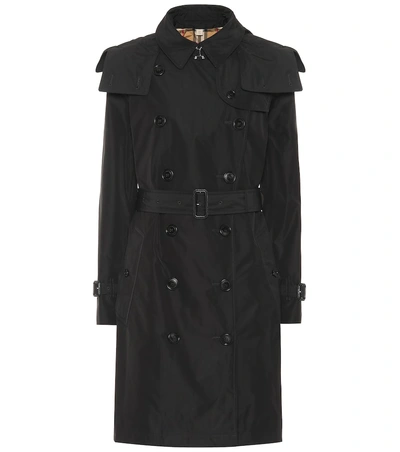 Shop Burberry Kensington Hooded Trench Coat In Black