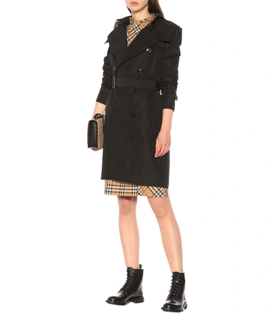 Shop Burberry Kensington Hooded Trench Coat In Black