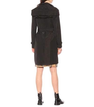 Shop Burberry Kensington Hooded Trench Coat In Black