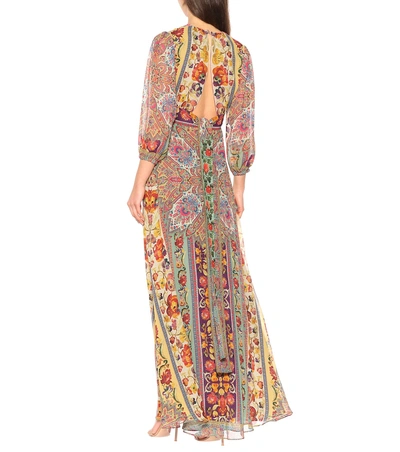 Shop Etro Embroidered Silk Maxi Dress In Multicoloured