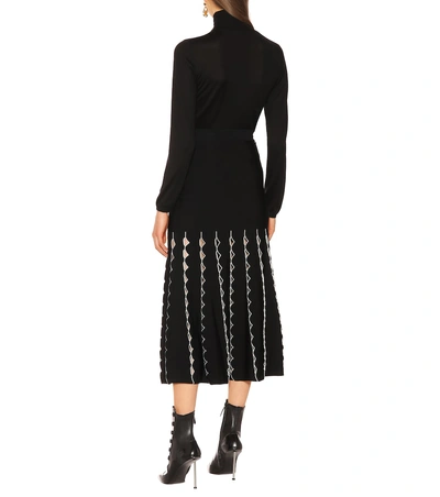 Shop Alexander Mcqueen Knit Midi Skirt In Black