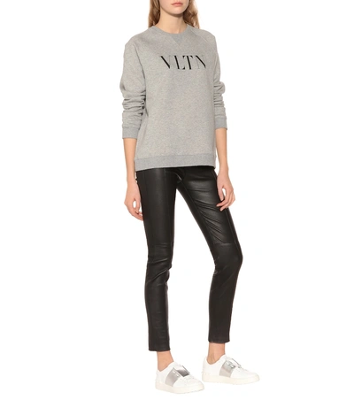 Shop Valentino Vltn Cotton Sweatshirt In Grey