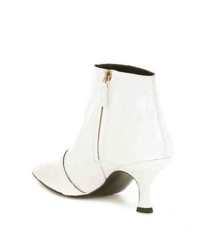 Shop Erdem Sienna Embossed Leather Ankle Boots In White