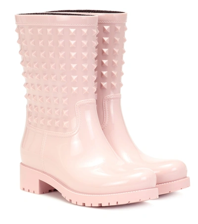 Shop Valentino Rubber Rain Boots In Pink