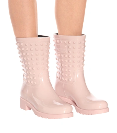 Shop Valentino Rubber Rain Boots In Pink