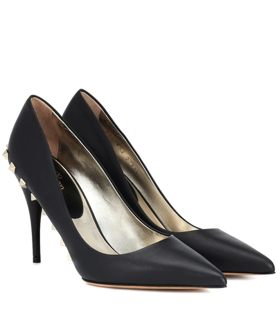 Shop Valentino Jaw Studs 100 Leather Pumps In Black