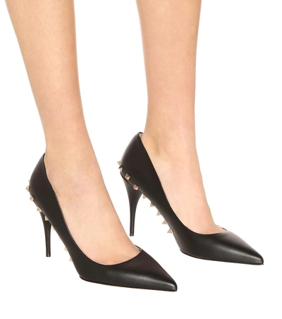 Shop Valentino Jaw Studs 100 Leather Pumps In Black